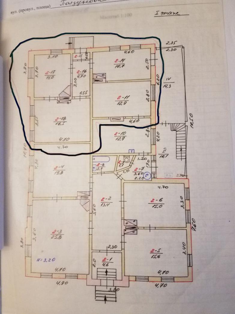 Продам 4-х комнатную часть дома центр ( до ЮЖД пешком 10 минут)(переулок  Ползунова ) добротный купеческий дом. часть 60 - Код 0342827